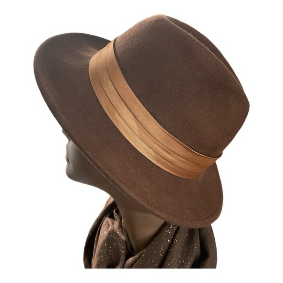 Unisex Vintage wool fedora with multi colored feathers and satin ribbon trim S/M - Picture 3 of 10